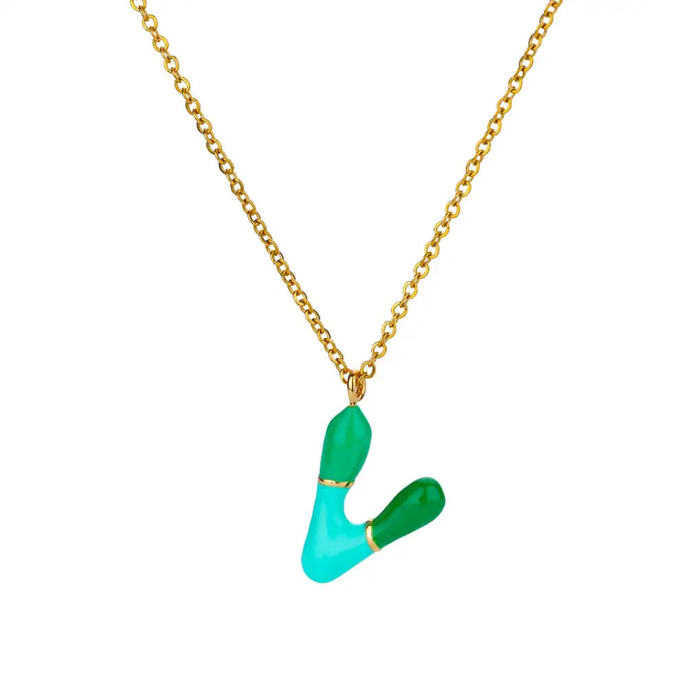 Gekleurde initiaal ketting – roestvrijstalen letter hanger