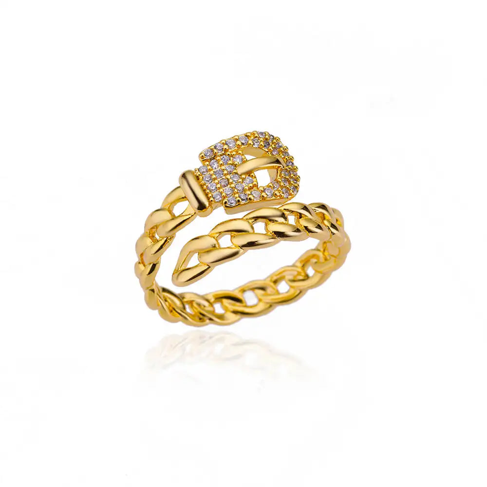 Belt chain ringen collectie – verstelbare roestvrijstalen statement ringen