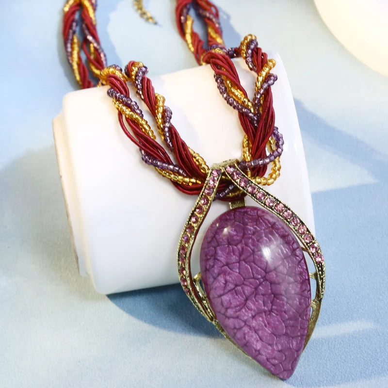 Bohemia etnische handgemaakte ketting – multilaags kralen choker