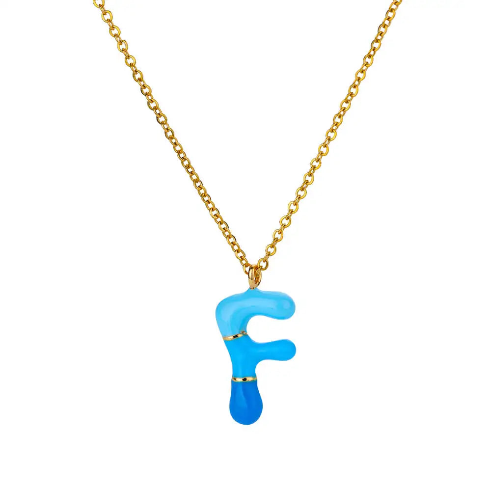 Gekleurde initiaal ketting – roestvrijstalen letter hanger