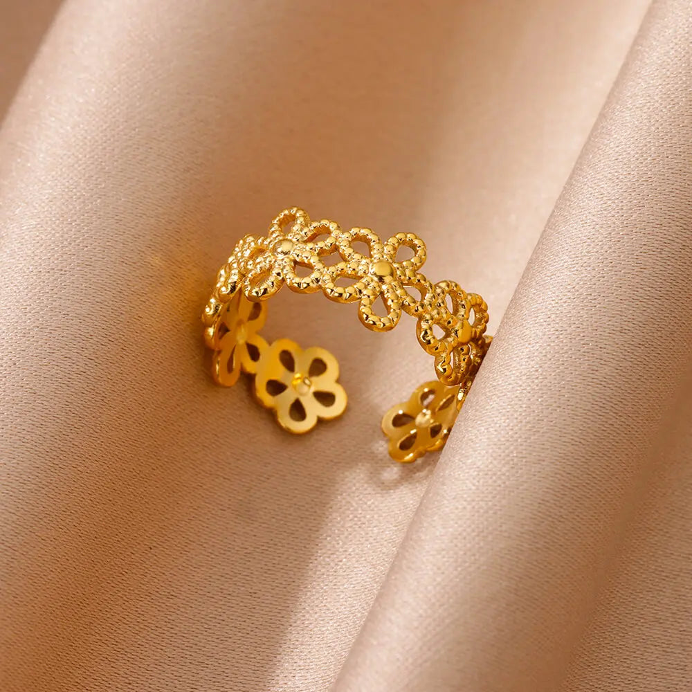 Schattige ringen – roestvrijstalen klassieke ring goudkleurig