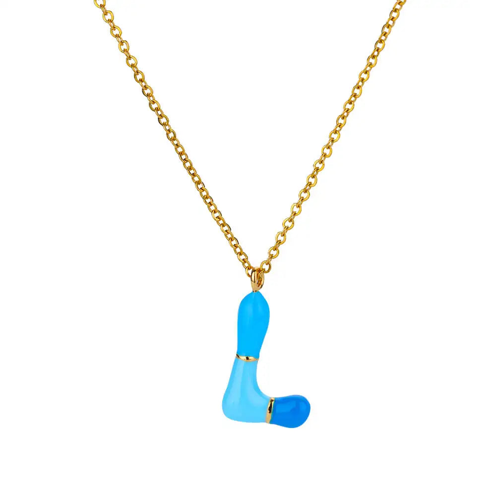 Gekleurde initiaal ketting – roestvrijstalen letter hanger