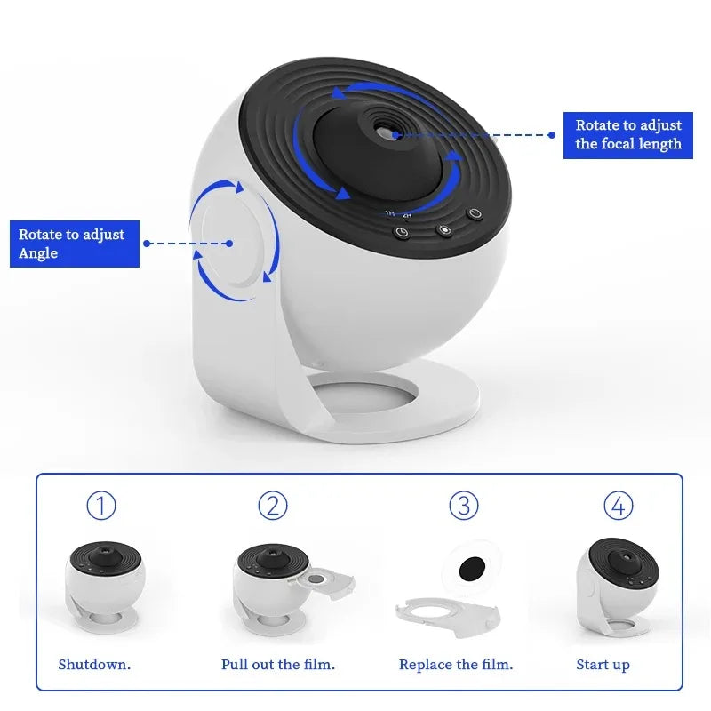 Led galaxy projector – 360° draaibare sterrenhemel nachtlamp