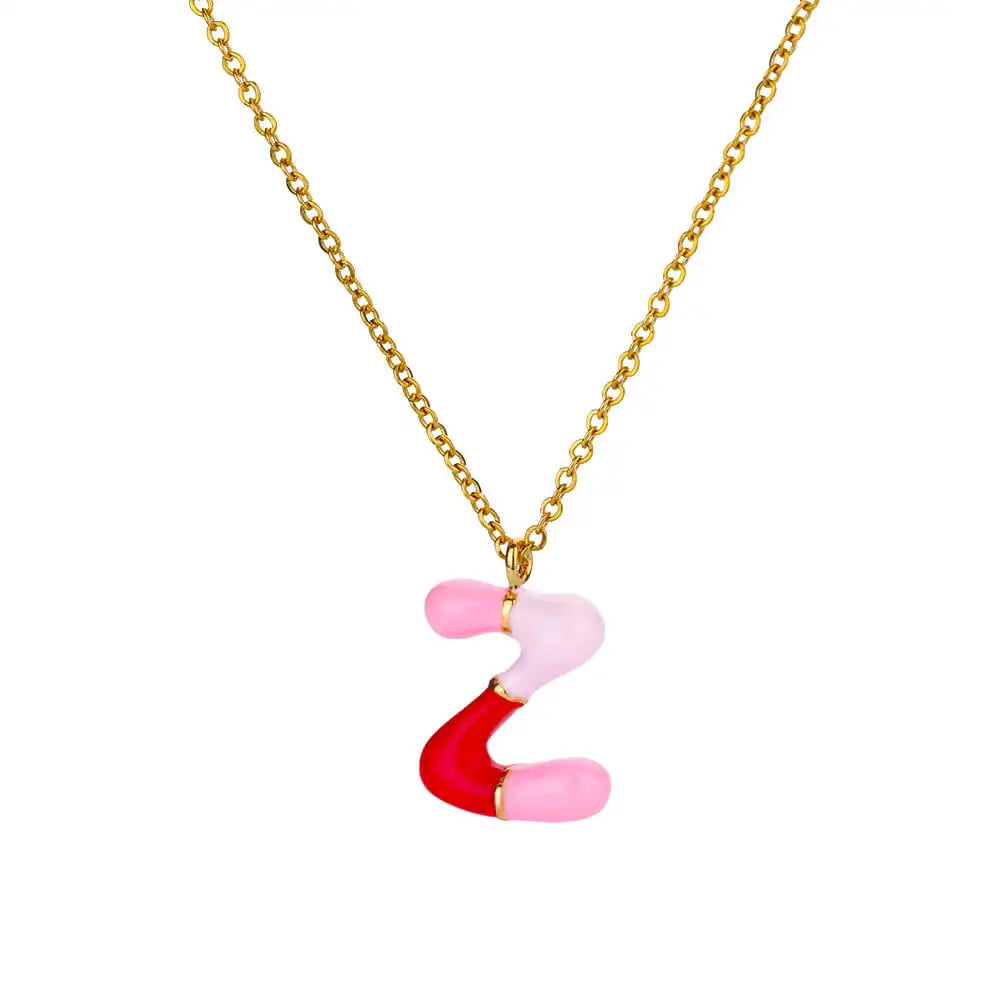 Gekleurde initiaal ketting – roestvrijstalen letter hanger