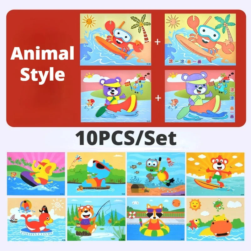 10-vellen 3d eva foam sticker set – creatieve knutselset voor kinderen