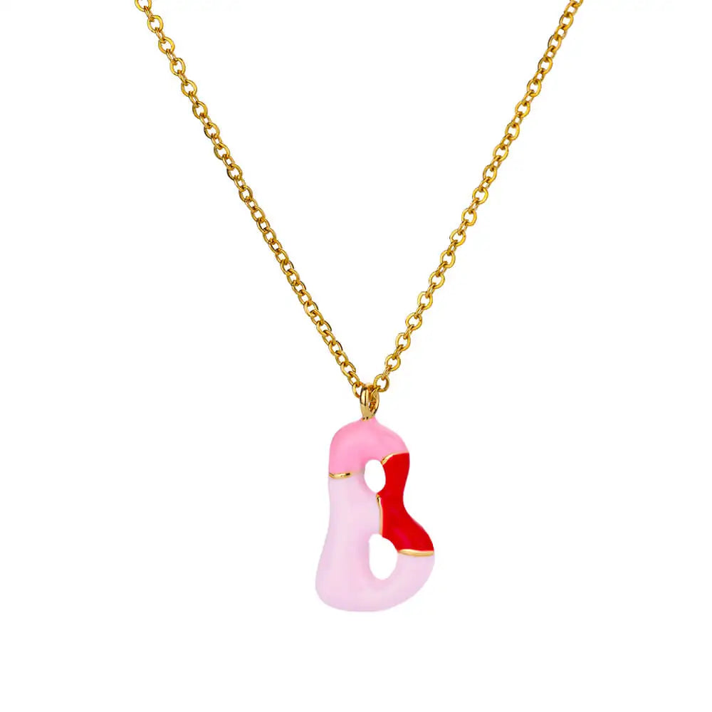 Gekleurde initiaal ketting – roestvrijstalen letter hanger