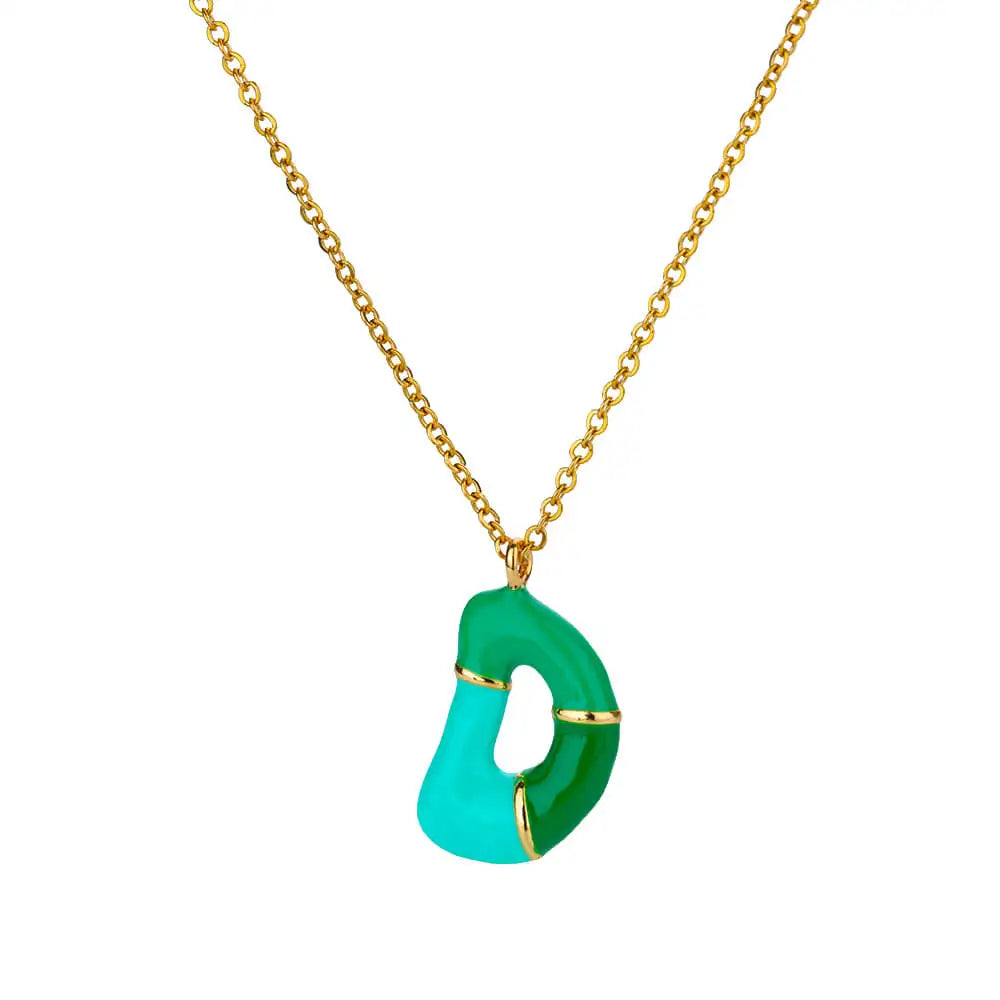 Gekleurde initiaal ketting – roestvrijstalen letter hanger