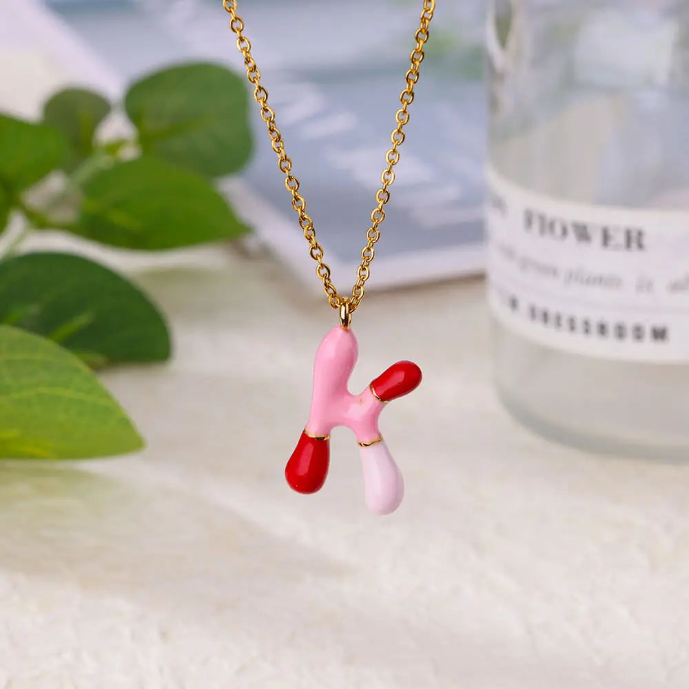 Gekleurde initiaal ketting – roestvrijstalen letter hanger