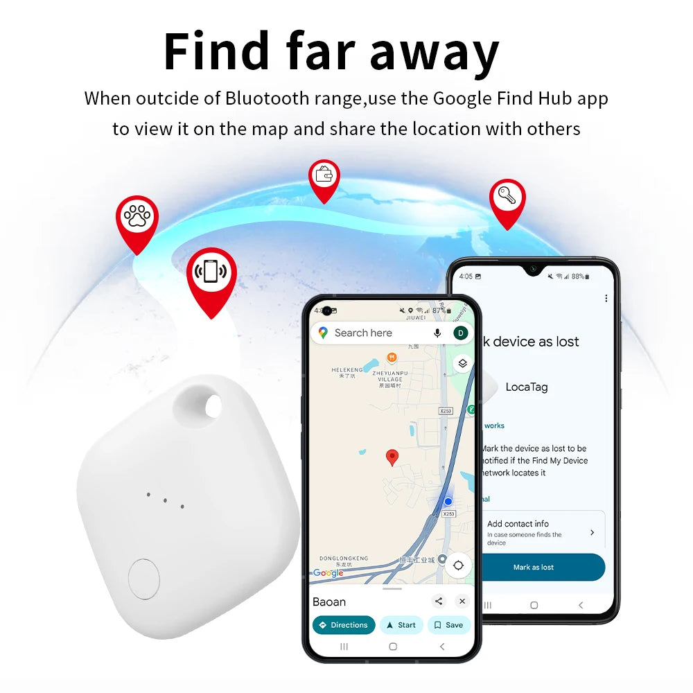 IP65 GPS Tracker – Waterdicht, Kindveilig en Compatibel met Xiaomi Smart Tag & Google Find Hub