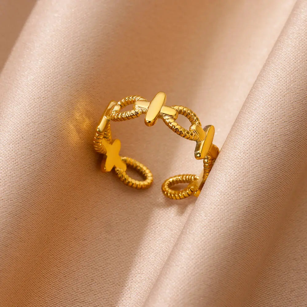 Schattige ringen – roestvrijstalen klassieke ring goudkleurig