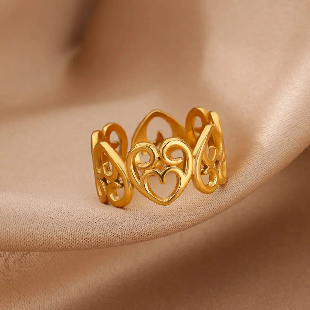 Schattige ringen – roestvrijstalen klassieke ring goudkleurig