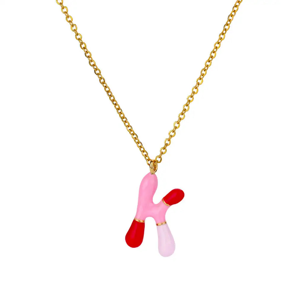 Gekleurde initiaal ketting – roestvrijstalen letter hanger