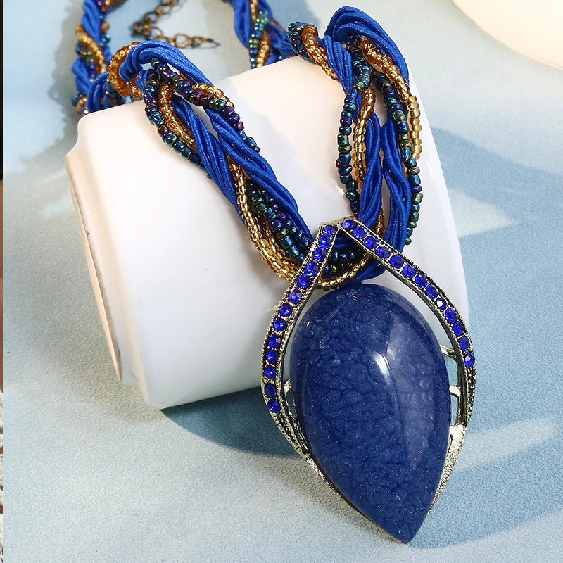 Bohemia etnische handgemaakte ketting – multilaags kralen choker