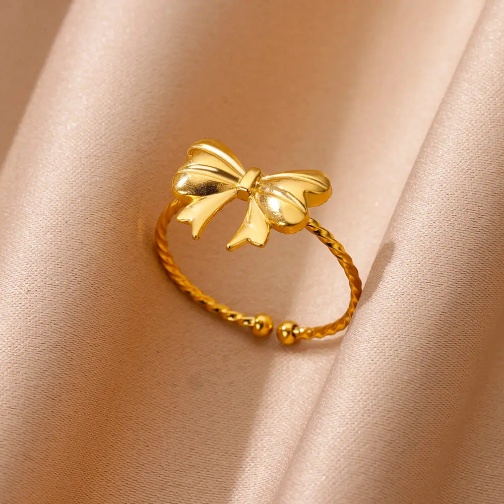Schattige ringen – roestvrijstalen klassieke ring goudkleurig