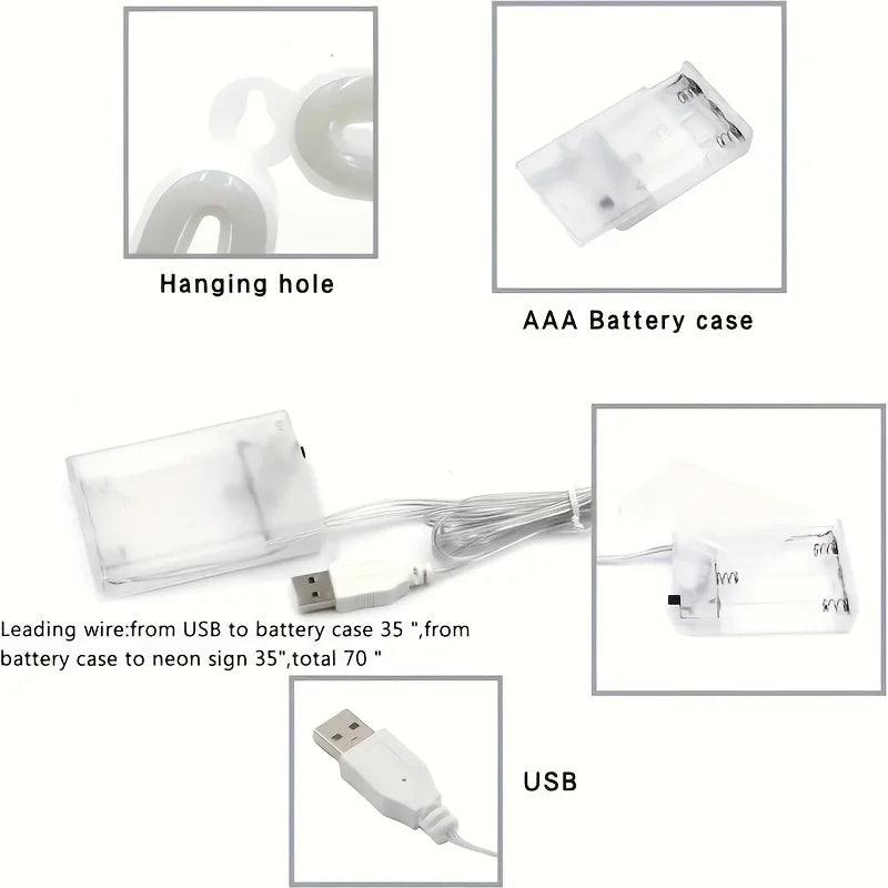 Led neon lamp – usb/batterij aangedreven lichtdecoratie voor bar, slaapkamer en feestjes