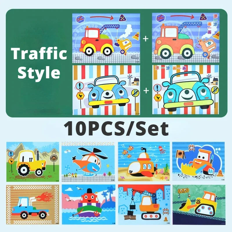 10-vellen 3d eva foam sticker set – creatieve knutselset voor kinderen
