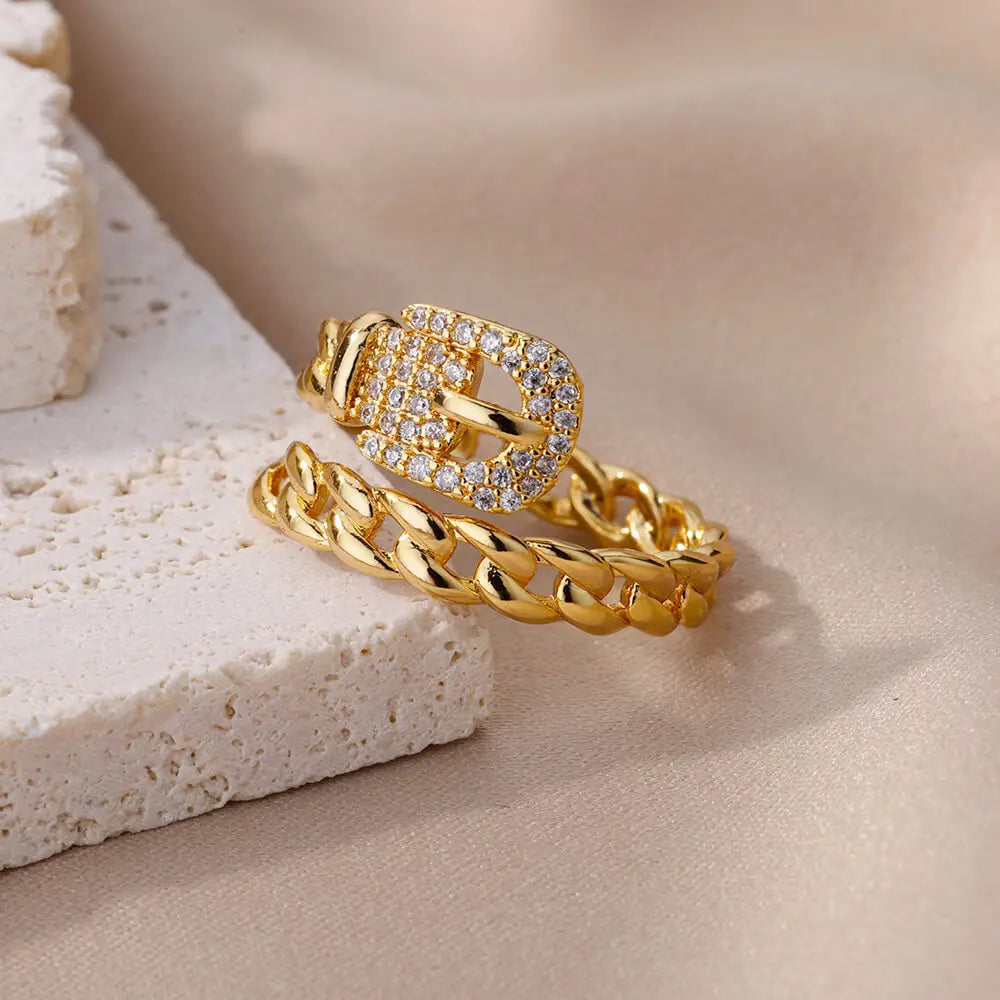 Belt chain ringen collectie – verstelbare roestvrijstalen statement ringen