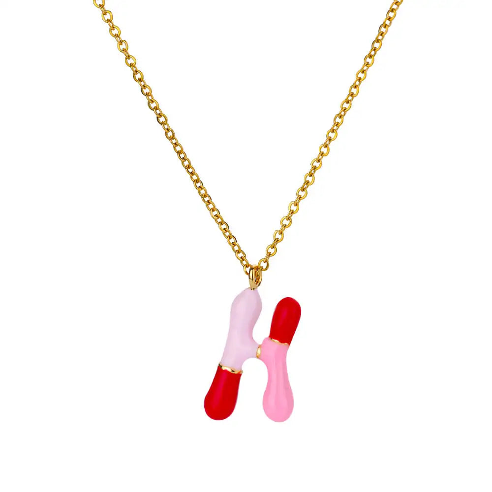 Gekleurde initiaal ketting – roestvrijstalen letter hanger