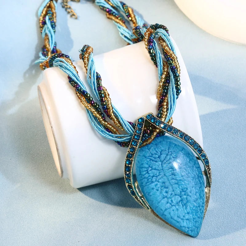 Bohemia etnische handgemaakte ketting – multilaags kralen choker