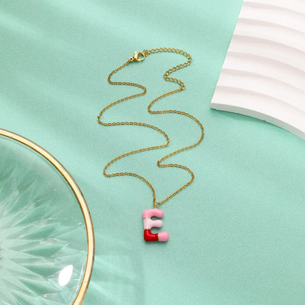 Gekleurde initiaal ketting – roestvrijstalen letter hanger