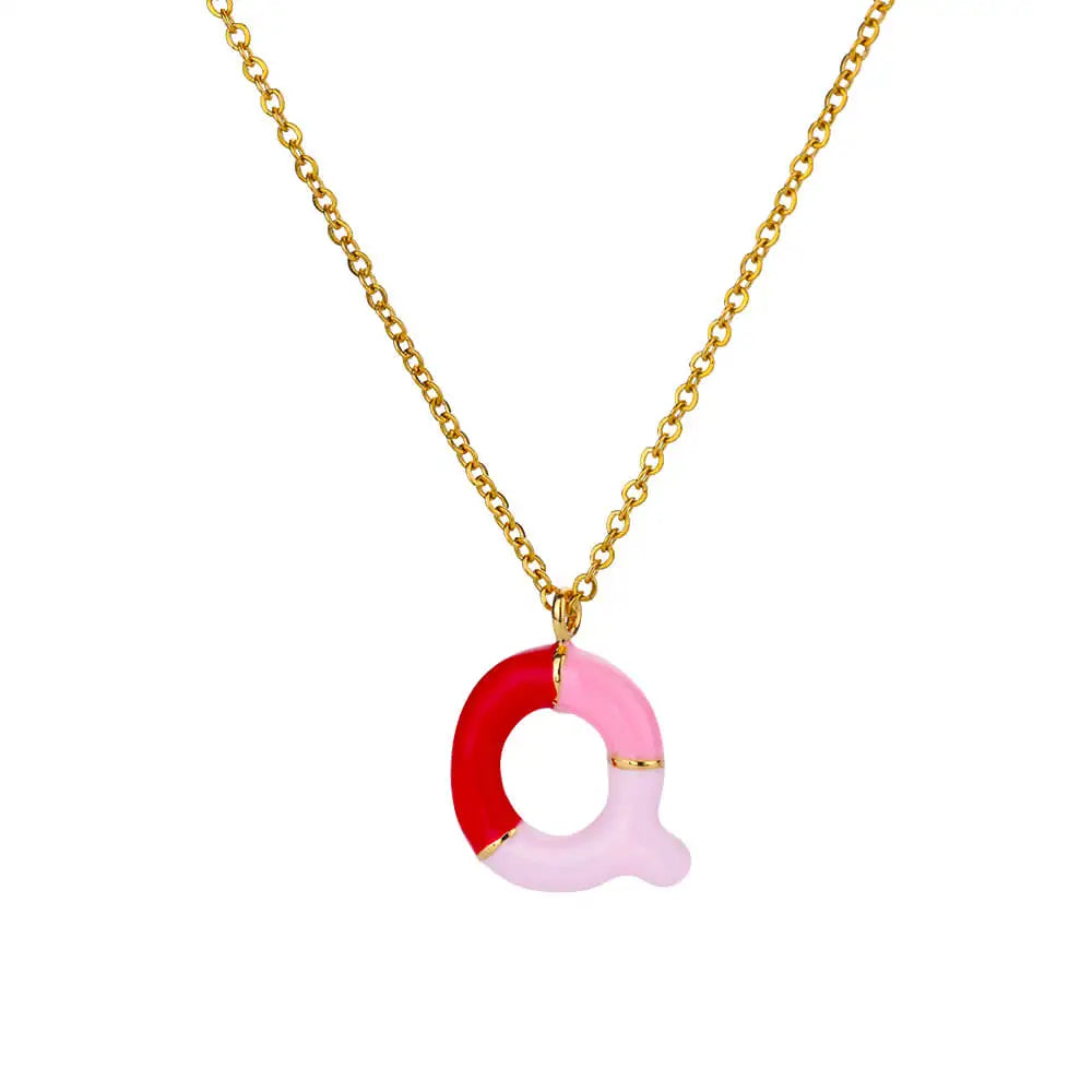 Gekleurde initiaal ketting – roestvrijstalen letter hanger