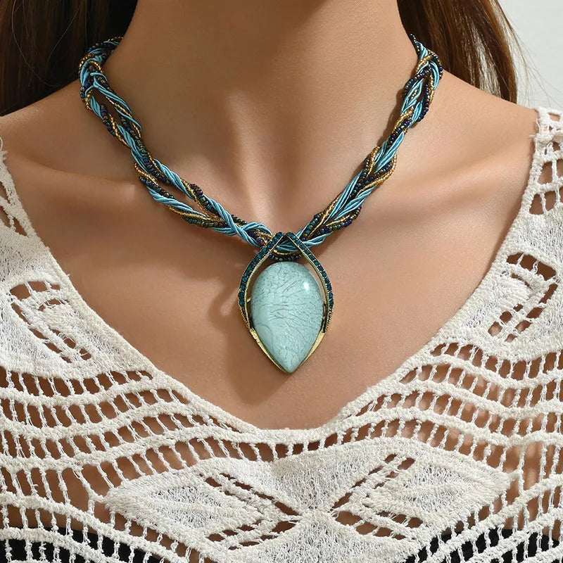 Bohemia etnische handgemaakte ketting – multilaags kralen choker