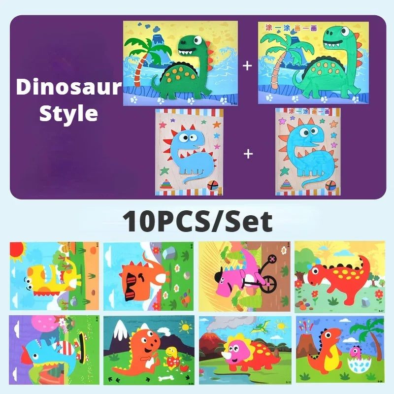 10-vellen 3d eva foam sticker set – creatieve knutselset voor kinderen