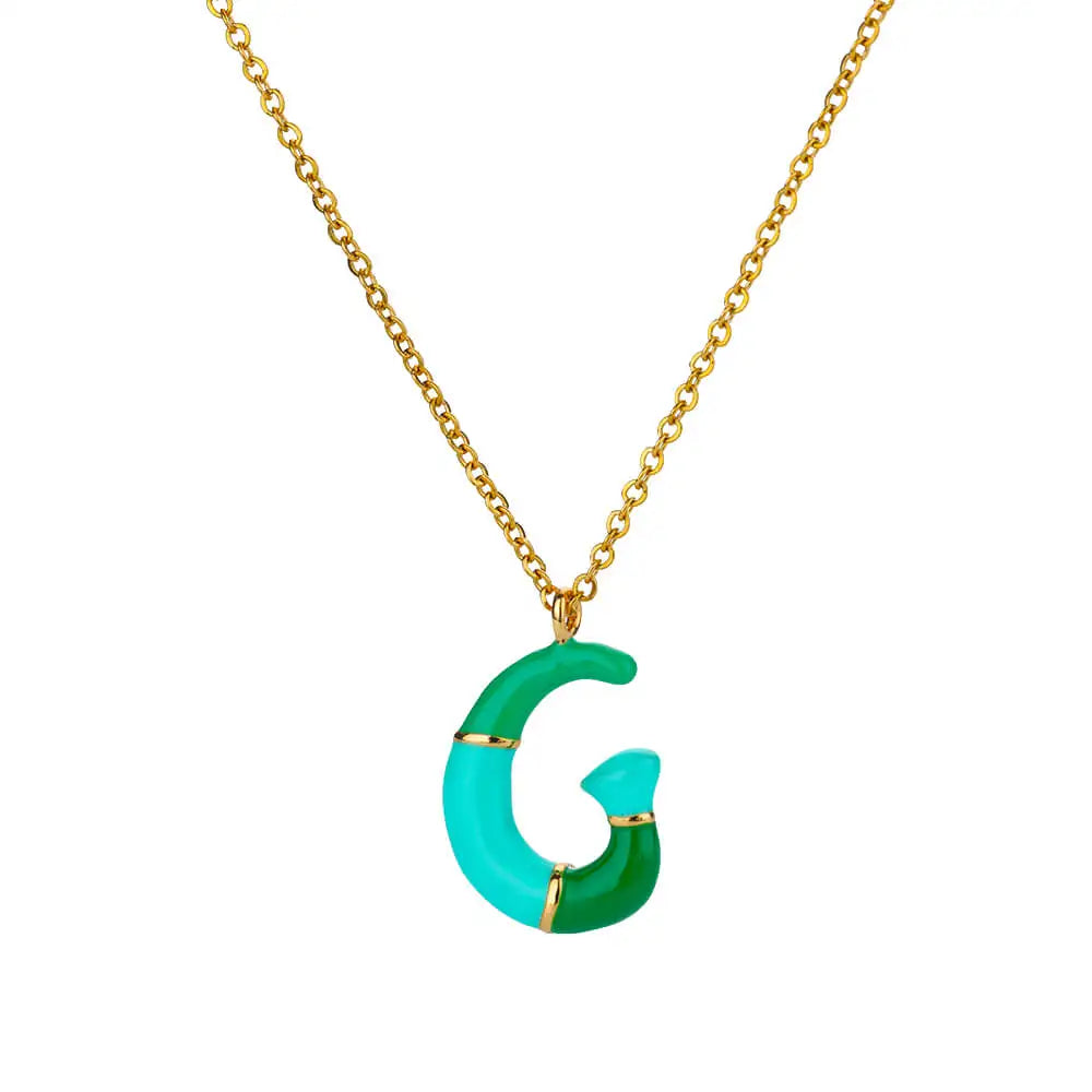 Gekleurde initiaal ketting – roestvrijstalen letter hanger