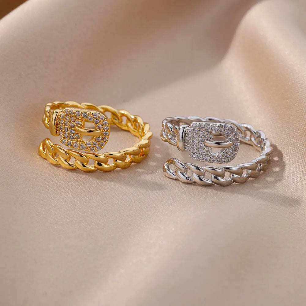 Belt chain ringen collectie – verstelbare roestvrijstalen statement ringen