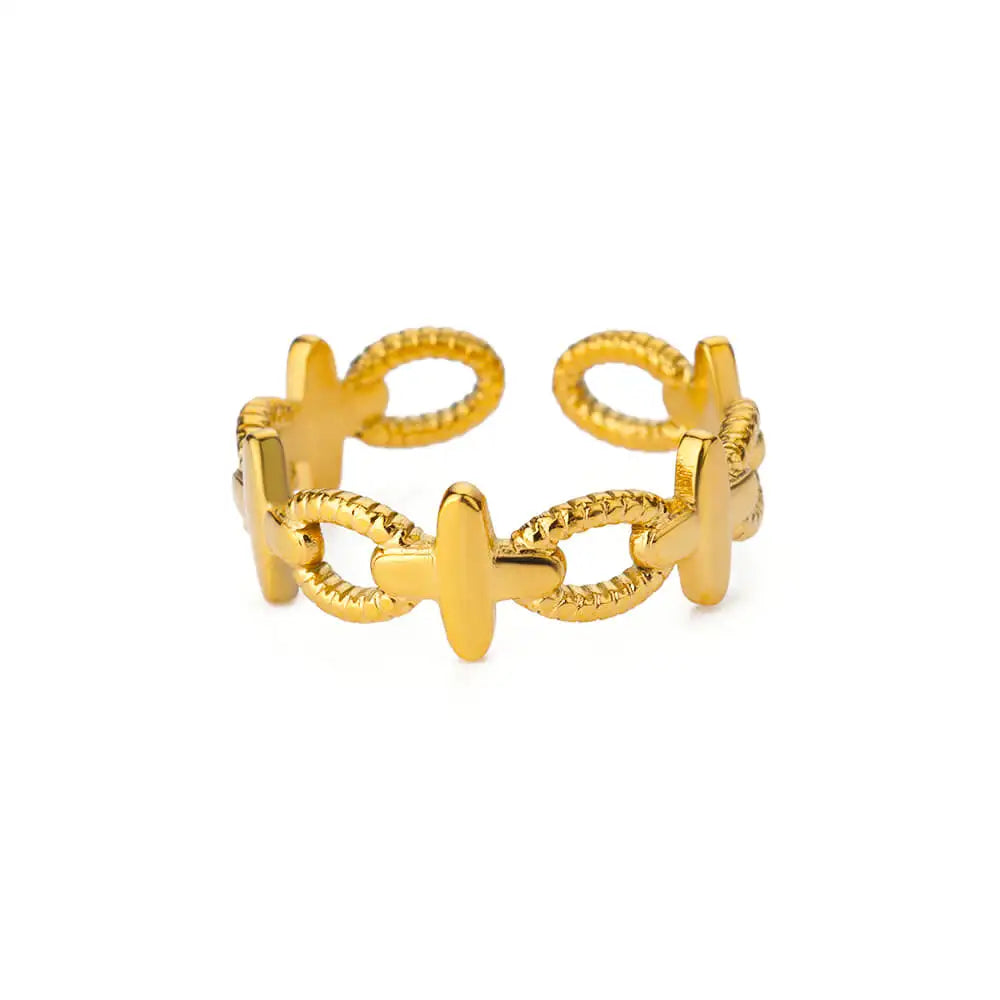 Schattige ringen – roestvrijstalen klassieke ring goudkleurig