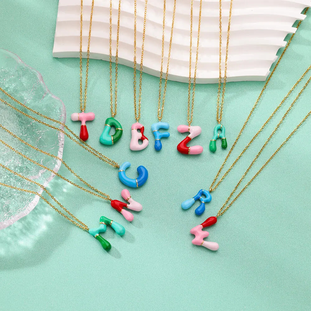 Gekleurde initiaal ketting – roestvrijstalen letter hanger
