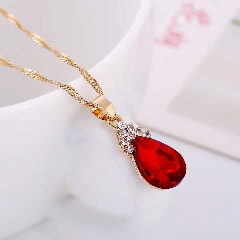 3-delige gouden sieraden set – sieraden met kristallen (zinklegering)