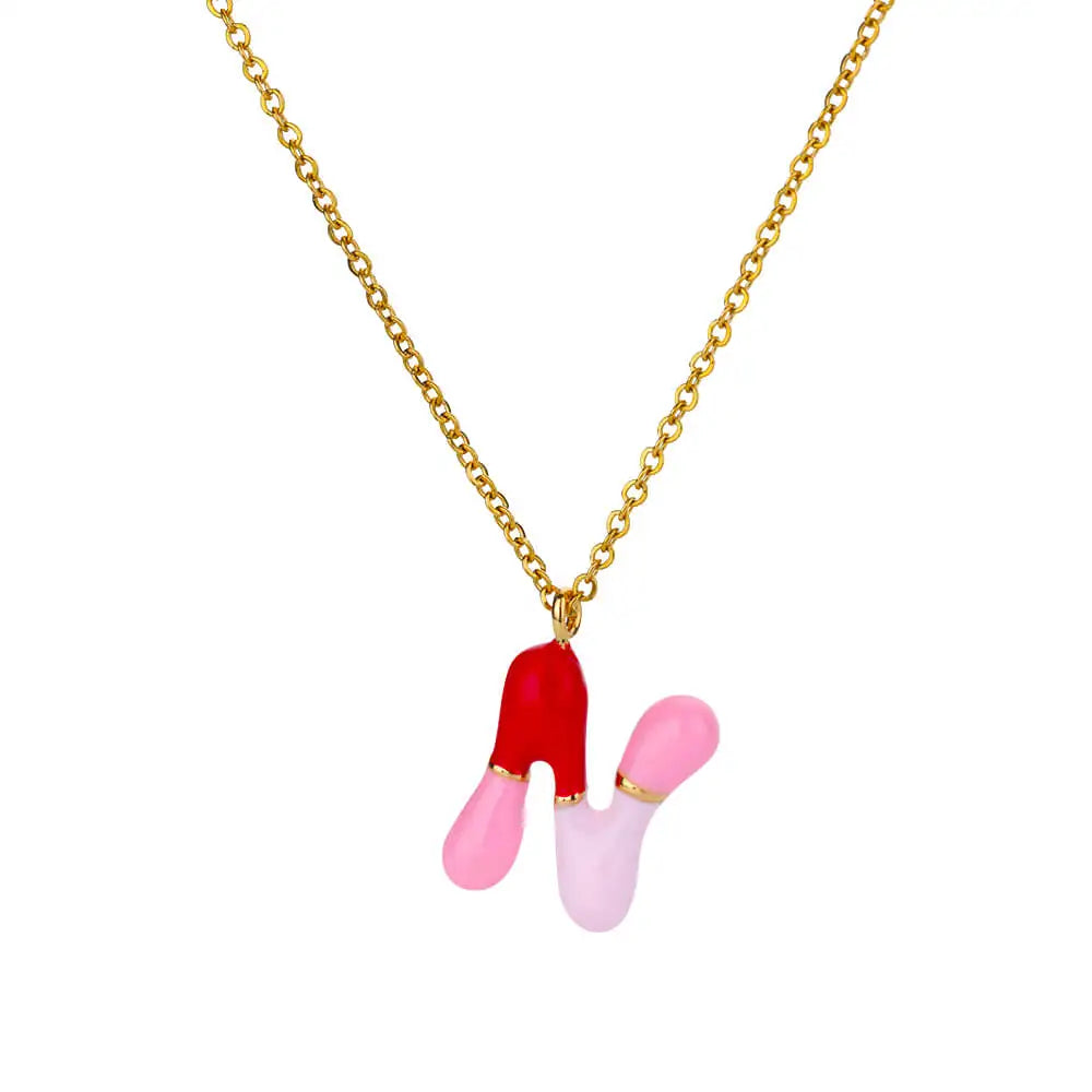 Gekleurde initiaal ketting – roestvrijstalen letter hanger