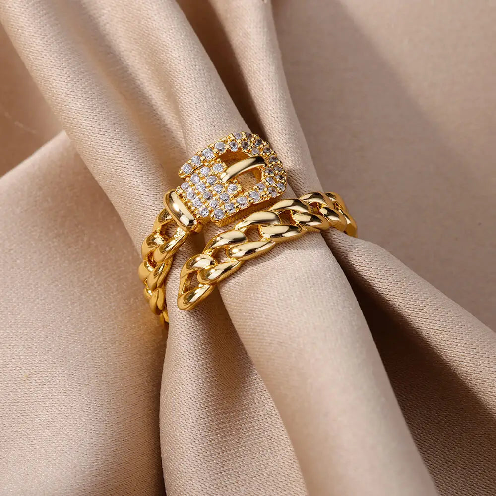 Belt chain ringen collectie – verstelbare roestvrijstalen statement ringen