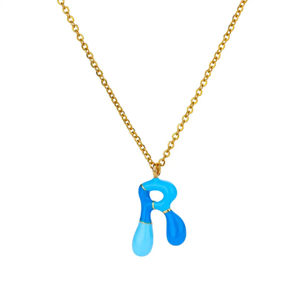 Gekleurde initiaal ketting – roestvrijstalen letter hanger