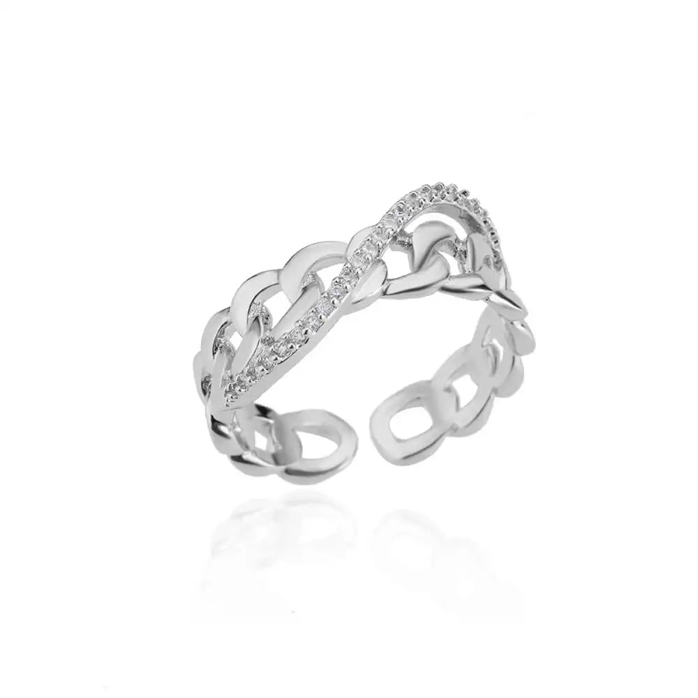 Belt chain ringen collectie – verstelbare roestvrijstalen statement ringen
