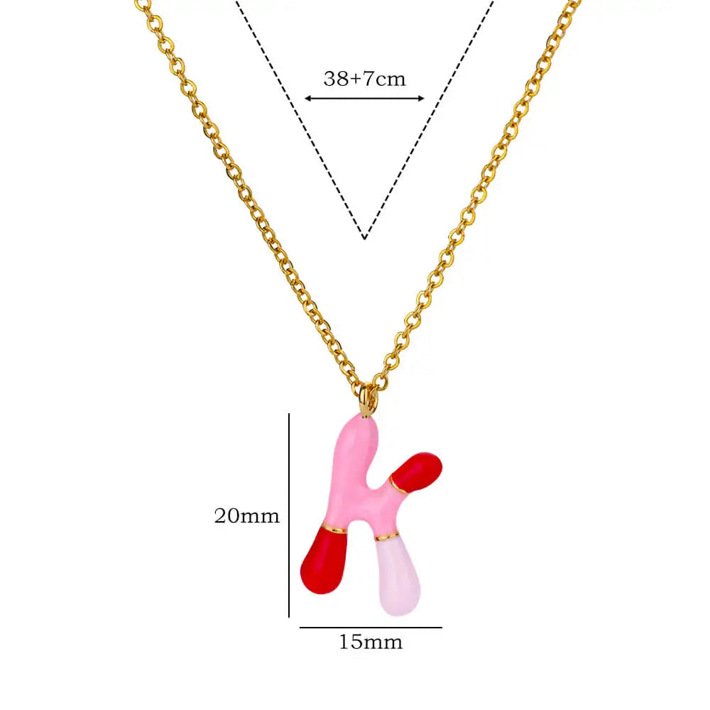 Gekleurde initiaal ketting – roestvrijstalen letter hanger