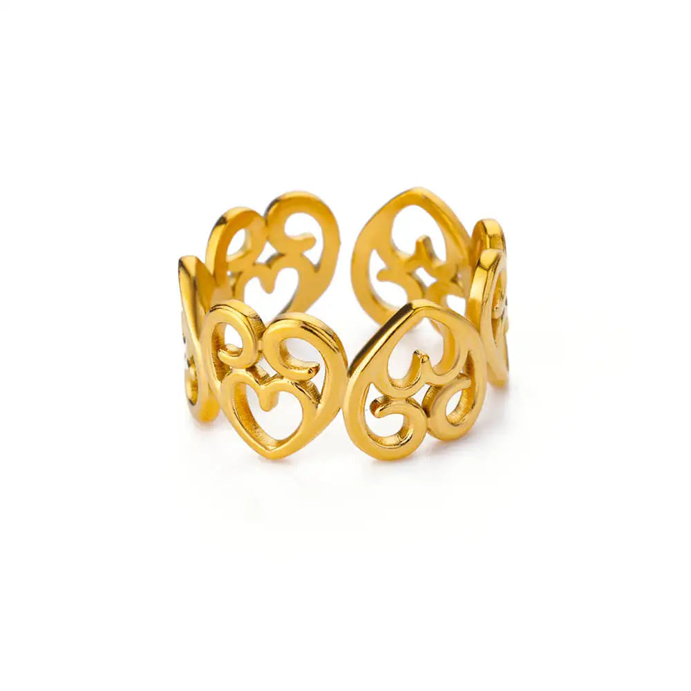 Schattige ringen – roestvrijstalen klassieke ring goudkleurig