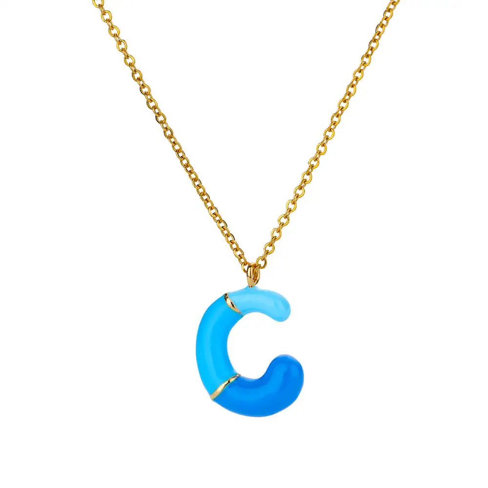 Gekleurde initiaal ketting – roestvrijstalen letter hanger