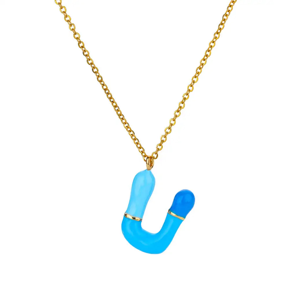 Gekleurde initiaal ketting – roestvrijstalen letter hanger