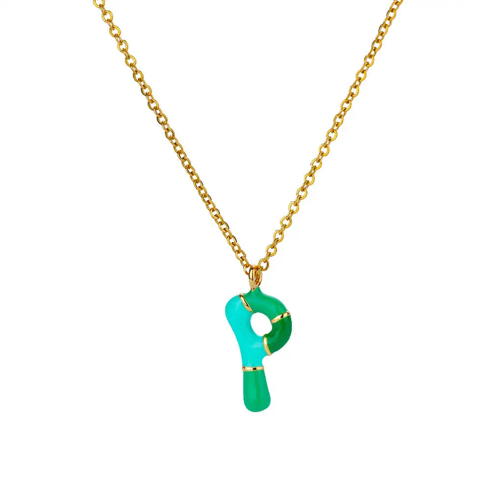 Gekleurde initiaal ketting – roestvrijstalen letter hanger