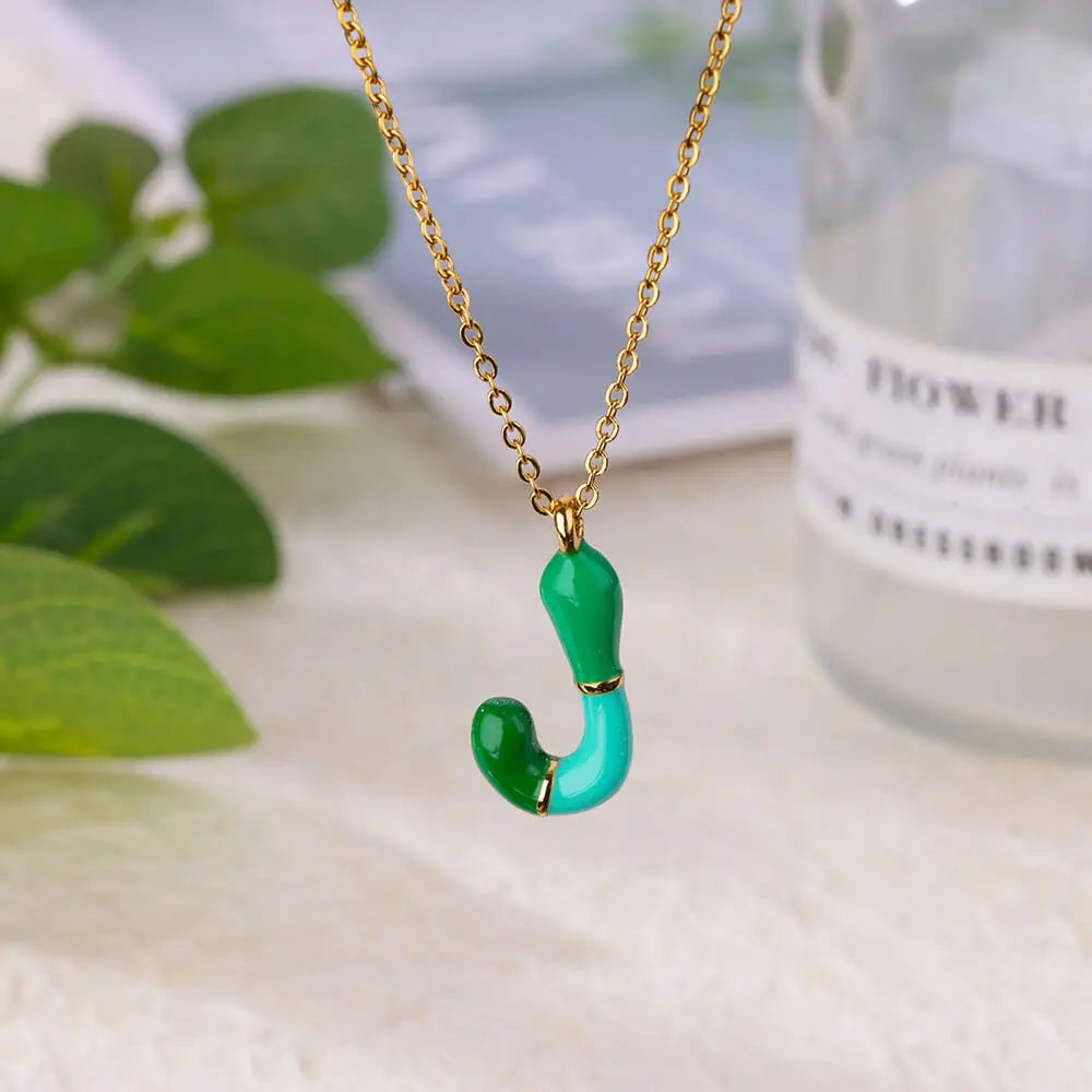 Gekleurde initiaal ketting – roestvrijstalen letter hanger