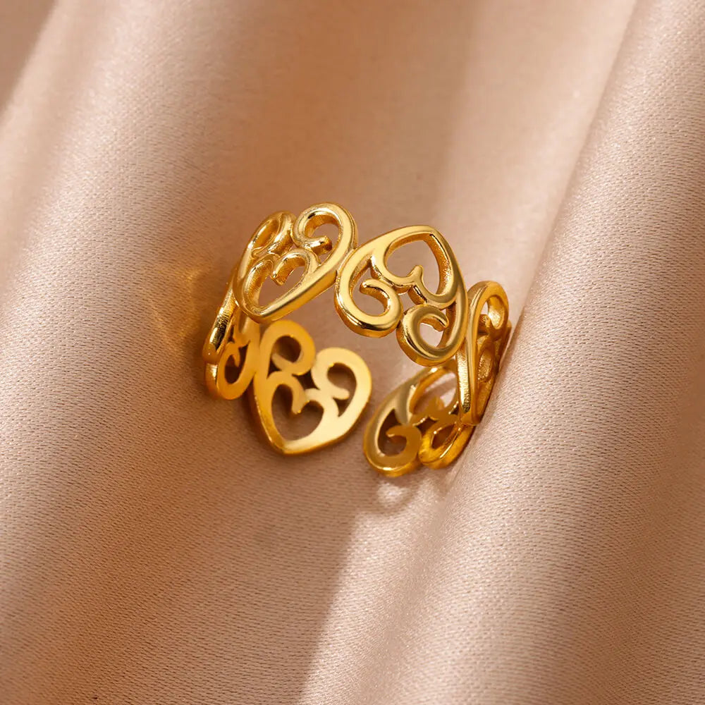 Schattige ringen – roestvrijstalen klassieke ring goudkleurig
