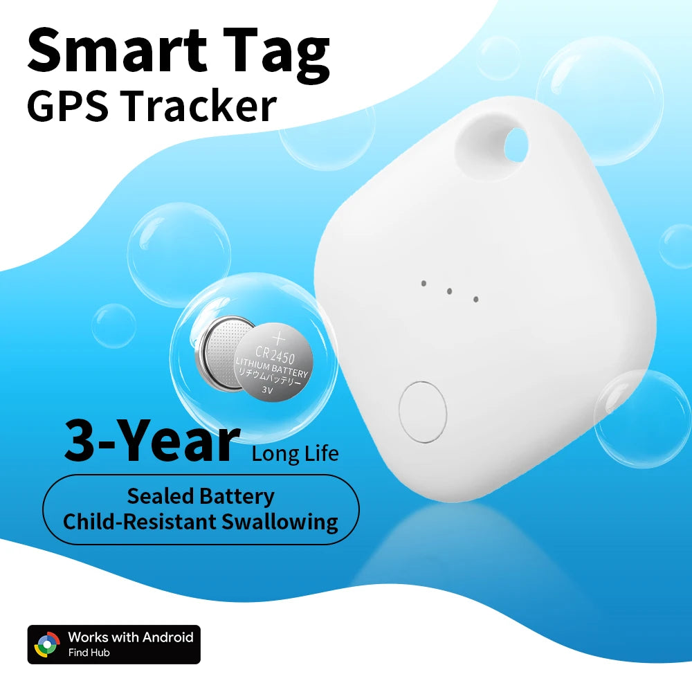IP65 GPS Tracker – Waterdicht, Kindveilig en Compatibel met Xiaomi Smart Tag & Google Find Hub