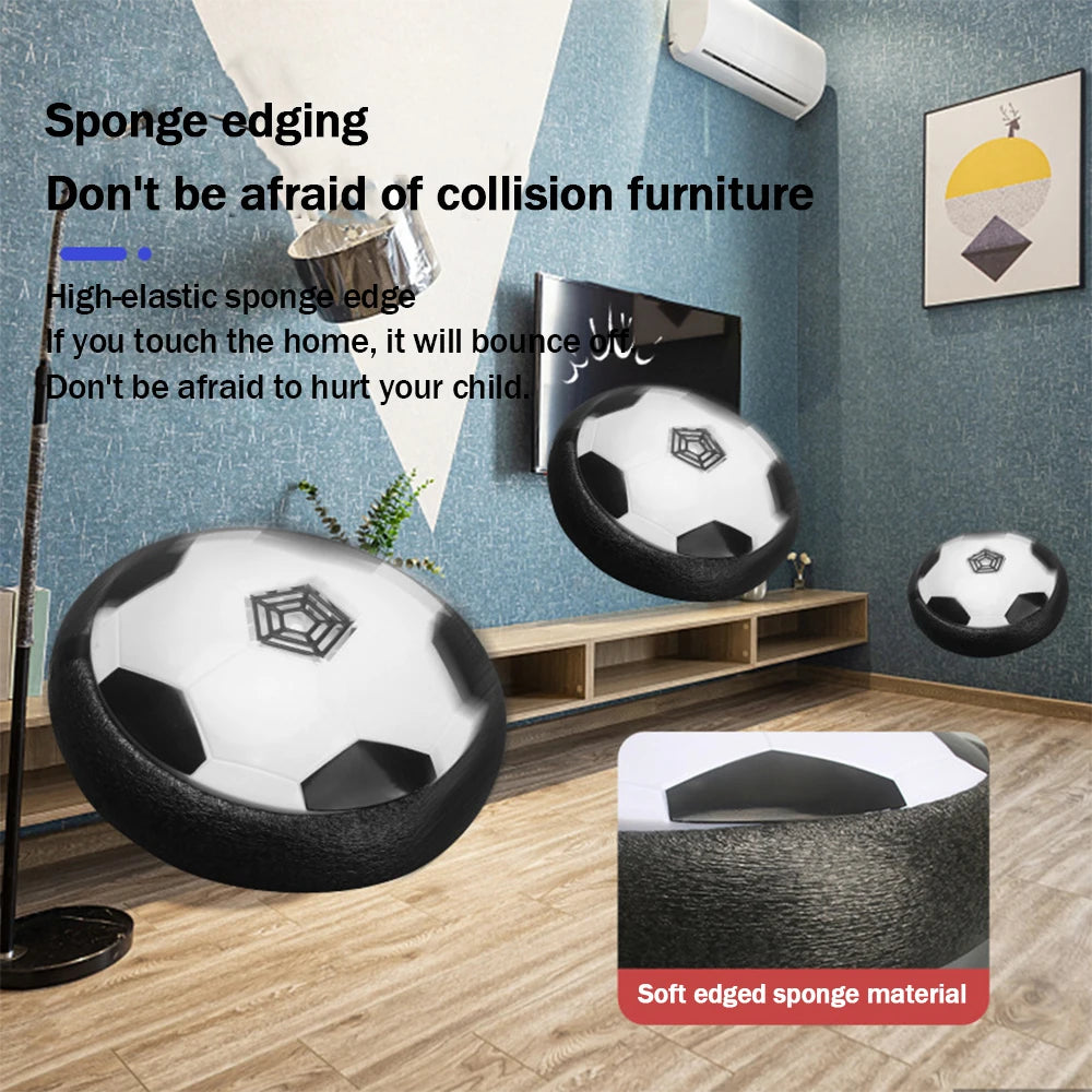 Elektrische zwevende voetbal met licht – batterij aangedreven luchtkussen voor binnen