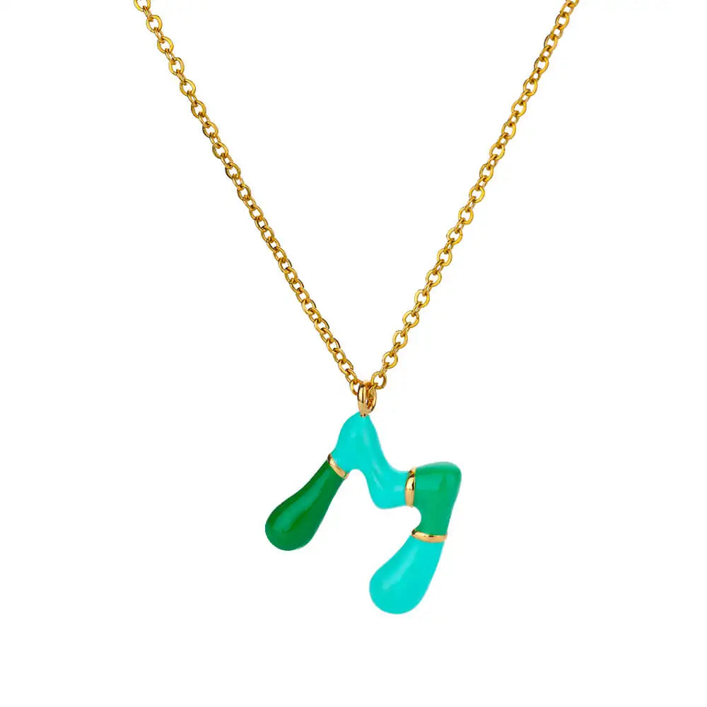 Gekleurde initiaal ketting – roestvrijstalen letter hanger
